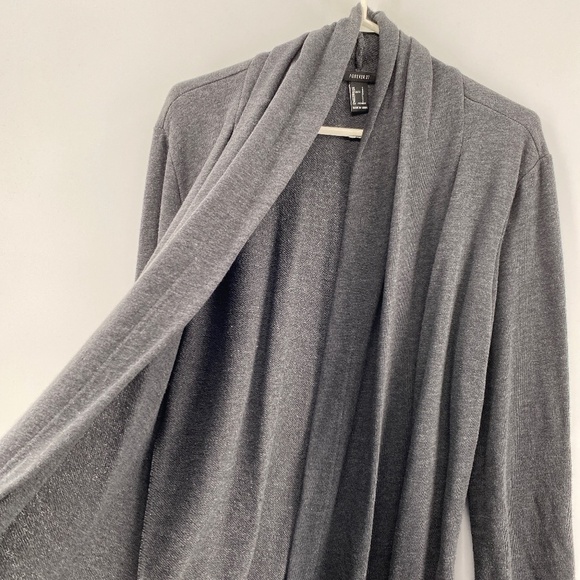 Forever 21 Cardigan Woman's Size Large Heathered Dark Grey Opened Front Long - Picture 4 of 9